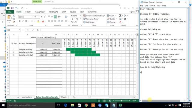 Microsoft Excel 2013 How to Make Auto Schedule By conditional formatting смотреть онлайн