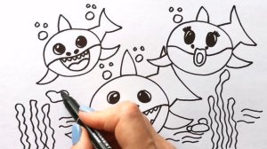 Baby Shark Family / Мультик раскраска АКУЛЕНОК / Нарисуй Ка