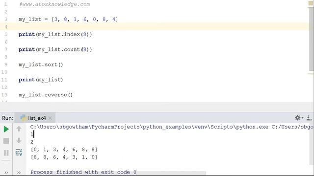 Python : List Index() , count() , sort() and reverse() (Part 2) смотреть онлайн