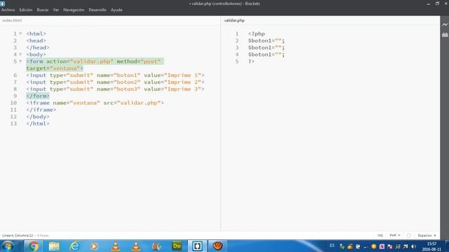 Control de botones PHP y HTML смотреть онлайн