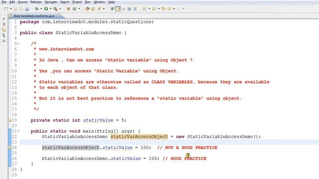 JAVA CAN YOU ACCESS A STATIC VARIABLE USING OBJECT DEMO смотреть онлайн