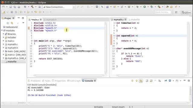 Multi-file C Program with Makefile in Eclipse смотреть онлайн
