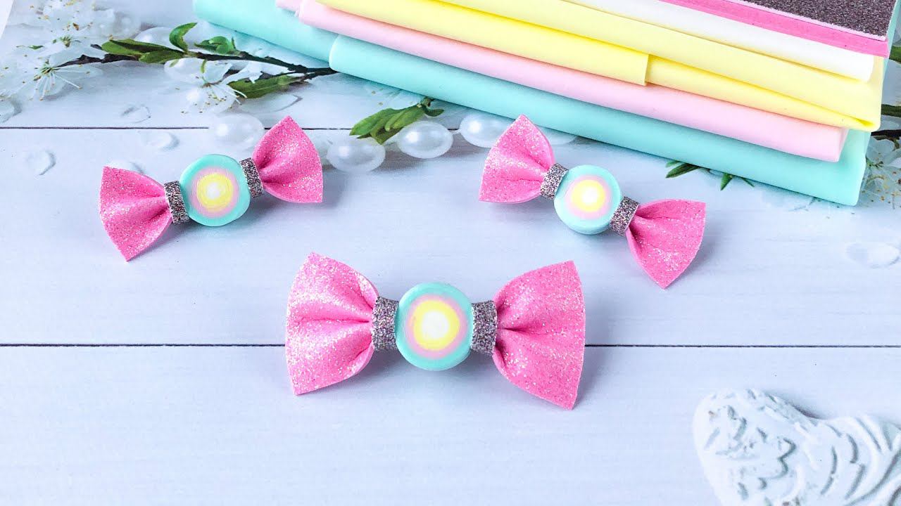Бантики из фоамирана Конфетка Заколка Резиночки Diy Glitter Foam Craft Foam Sheet Diy Craft Idea