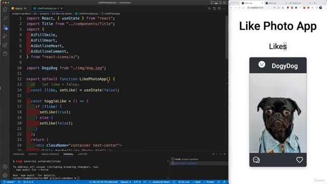 5. P03-Like my photo || 4 React useState to like on click and double Click смотреть онлайн