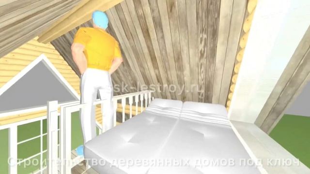 Треугольный дом из бревна с панорамными окнами и спальным местом «Шалаш» | Видео-облёт проекта смотреть онлайн