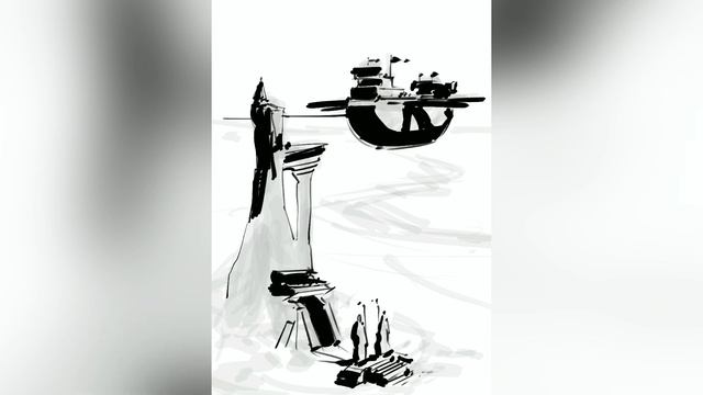 Рисую черно-белый концепт СКЕТЧ на айпаде / Процесс рисования смотреть онлайн