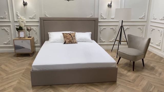 Кровать двуспальная с мягким изголовьем 160х200 золотисто-бежевая Мелисса смотреть онлайн