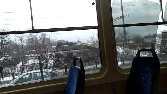 Поездка на скоростном трамвае Борщаговка на трамвае Татра К1М8 по 1 маршруту