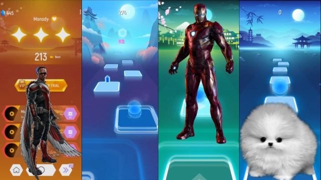 Tiles hop EDM Rush Falcon vs Cute cat vs Iron man vs Cute dog on Ball Games channel смотреть онлайн
