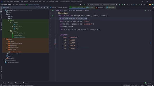Using Cucumber Scenario outline | Cucumber + Java смотреть онлайн