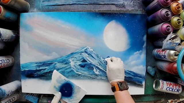 Glacier in clouds - SPRAY PAINT ART - by Skech смотреть онлайн