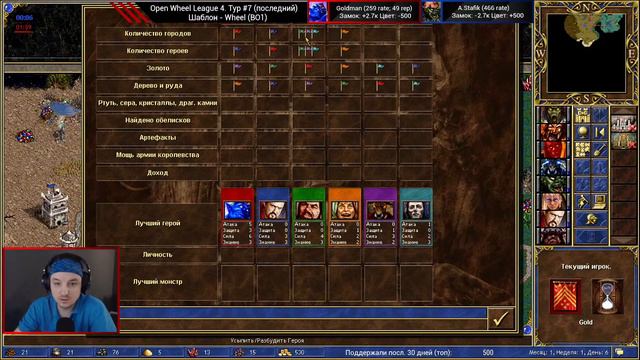 Герои 3. Open Wheel League 4 vs Goldman (тур №7 OWL) шаблон колесо HotA Стрим Heroes HoMM Турнир смотреть онлайн