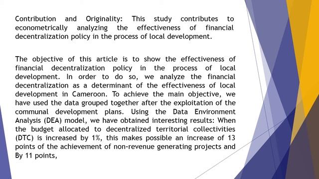 The Financial Decentralization Policy for Local Development in Cameroon An Econometric Analysis JES смотреть онлайн