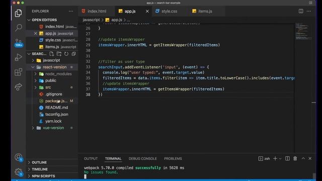 Create A Search Bar Filter In JavaScript, in React and then Vue #searchbardesign смотреть онлайн