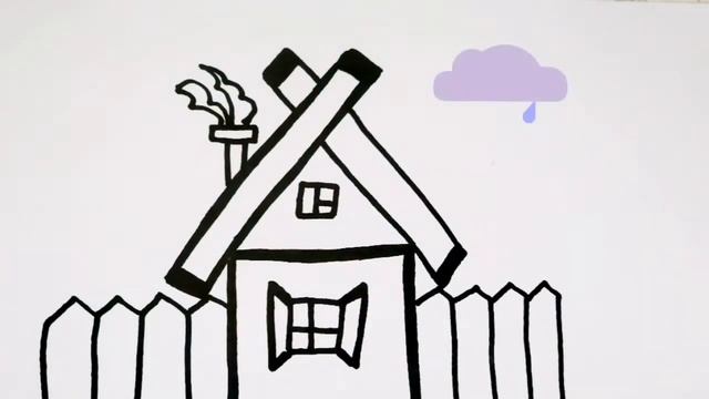 Как нарисовать домик. Раскраска для детей. смотреть онлайн