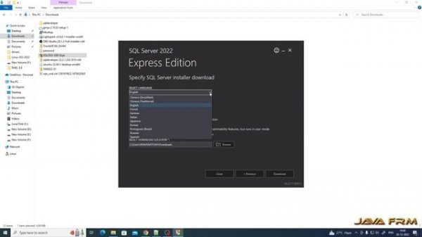 How to download Microsoft SQL Server 2022 Express Edition installation setup file