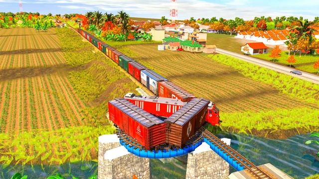 3 TRANSPORTING PASSENGER TRAINS RUNNING ON LITTLE LOOPING RAILROAD BRIDGE #40 -Trainz Simulator 201 смотреть онлайн