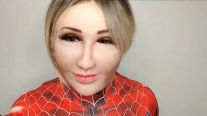Mask! Mask! Mask! (Female silicone mask Spider-girl suit cosplay) - unmasking mask off disguise-