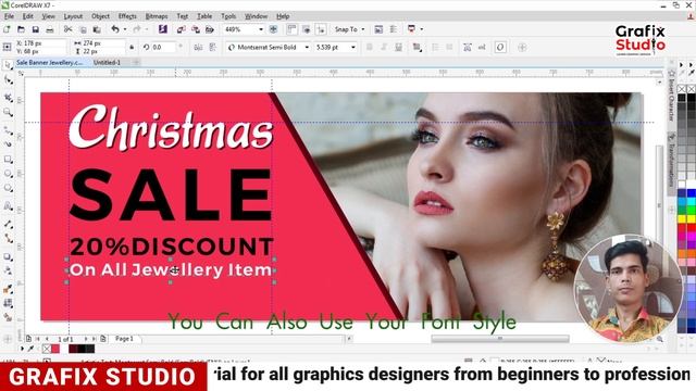 Professional Banner Design | CorelDraw x17 Tutorial | Christmas Sale Web Banner | Grafix Studio смотреть онлайн