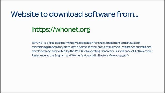 WHONET Module 1: Introduction To WHONET