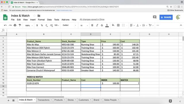 Google Sheets - INDEX & MATCH - Part 1 смотреть онлайн