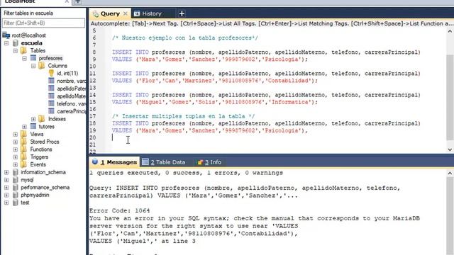 Insertando múltiples registros смотреть онлайн