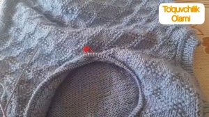 v-образный горловины связать ложная кетлёвка и оброботка спицами(узбек тилида)