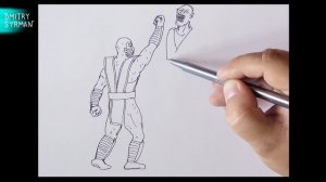 How to draw Sub Zero Fight, Mortal Kombat, Как нарисовать Саб Зиро, Мортал Комбат