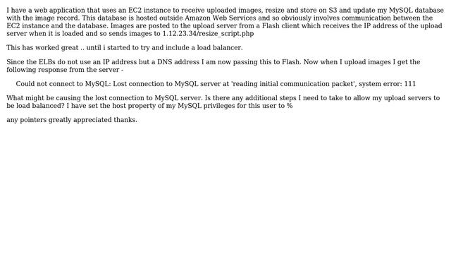 Help - Since Adding An Elastic Load Balancer To My EC2 Web Application I Cannot Connect With The...