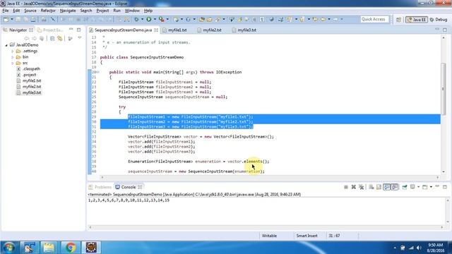 How to read data from multiple files using SequenceInputStream? | Java IO | Java Tutorial смотреть онлайн