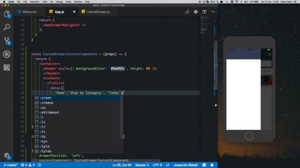#3 Amazon UI Custom Drawer Navigator | React Native | Native Base