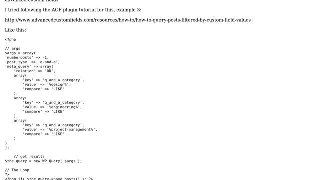 Wordpress: Advanced Custom Fields: query posts filtered by multiple field values смотреть онлайн