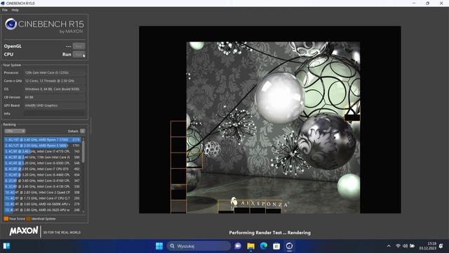 Cinebench R15 Intel i5-1235U 2.50 GHz смотреть онлайн