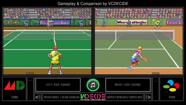 David Crane's Amazing Tennis (Sega Genesis vs SNES) Side by Side Comparison | VCDECIDE смотреть онлайн