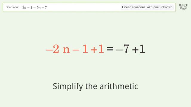 Solve 3n-1=5n-7: Linear Equation Video Solution | Tiger Algebra смотреть онлайн