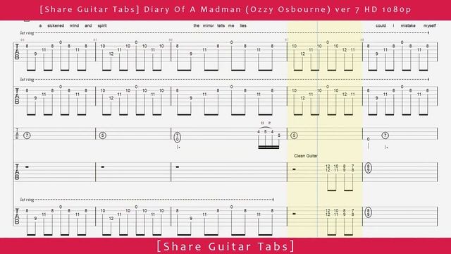 [Share Guitar Tabs] Diary Of A Madman (Ozzy Osbourne) ver 7 HD 1080p смотреть онлайн
