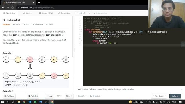 86. Partition List | Leetcode | Python смотреть онлайн