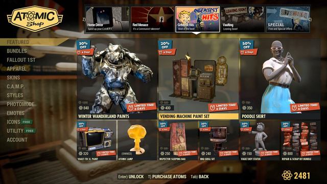 Fallout 76 - Atomic Shop Update: Sofa Set, Nuka Cola Lamps & More! смотреть онлайн