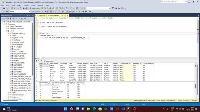 How to select all records from one table that do not exist in another table in SQL Server смотреть онлайн
