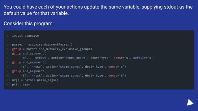 Python argparse - Mutually exclusive group with default if no argument is given смотреть онлайн