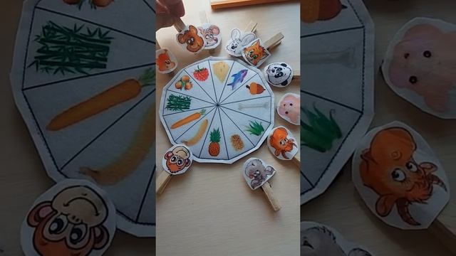 развивающая игра для детей из фетра и прищепок"кто что ест" смотреть онлайн