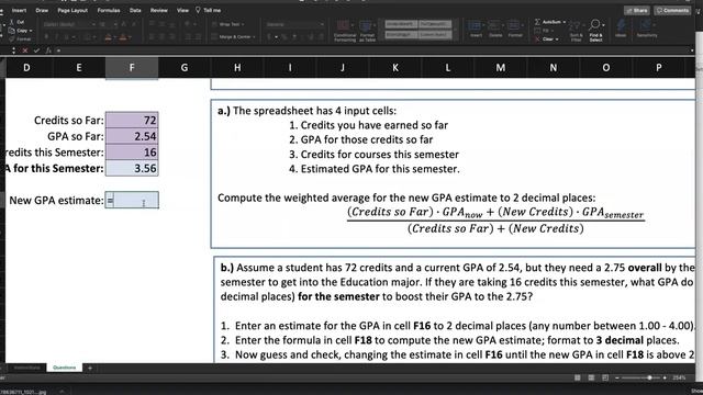 MTH 154 Excel Homework 2.2 (GPA 2) смотреть онлайн