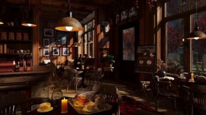 Атмосфера ОСЕННЕЙ ночной кофейни/ДЖАЗОВАЯ музыка/звуки ДОЖДЯ/2022