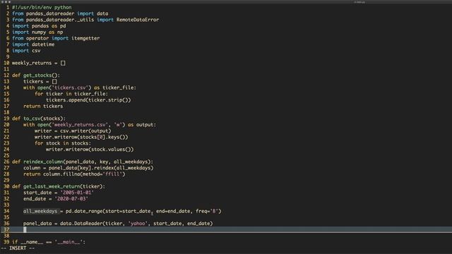 Calculating Weekly Stock Returns | Python for Finance смотреть онлайн