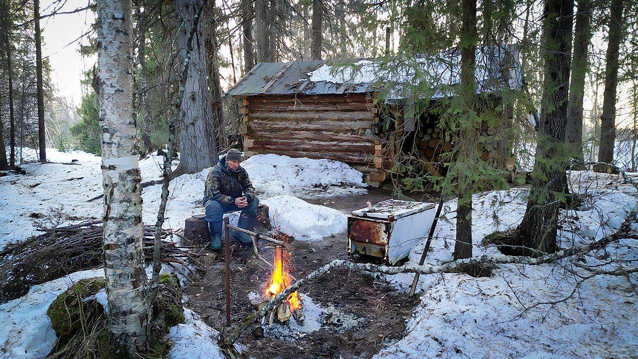 ИЗБА В ТАЙГЕ. ЧУТЬ НЕ ПОМЕР ОТ ТАКОГО УЖИНА. РЫБАЛКА. смотреть онлайн
