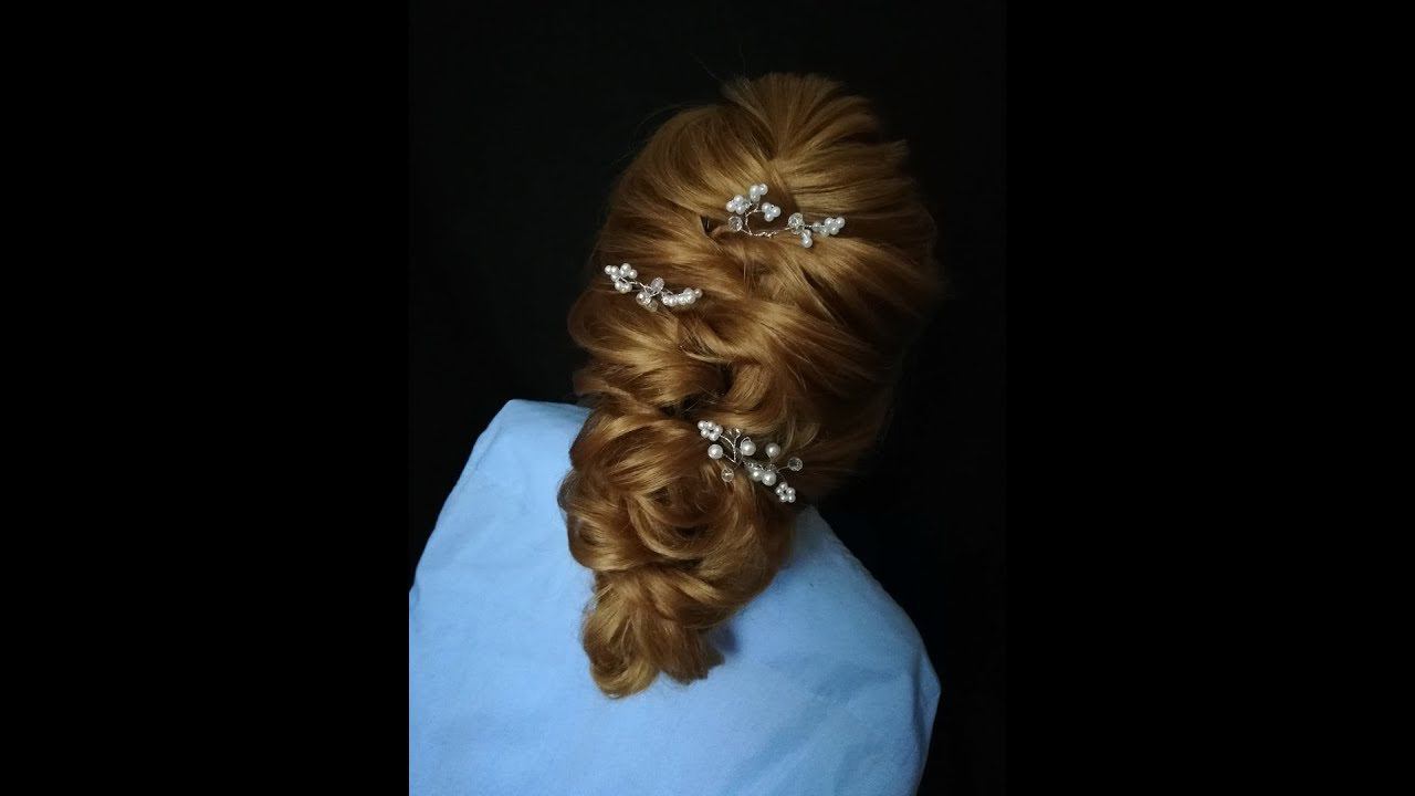 Плетение волос, прическа быстрая на длинные волосы, на свадьбу и выпускной. смотреть онлайн