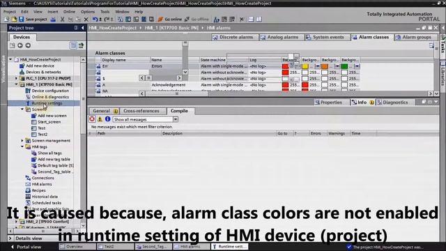 Siemens TIA Portal HMI tutorial - Enable alarm class colors (Alarm colors) смотреть онлайн