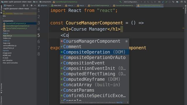 Importing and Embedding React JS Components Course Table and Grid Compoennts cs4550 w4 1 4060 смотреть онлайн