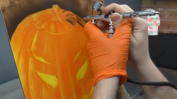 Airbrushing a Jack O Lantern Halloween Art Tutorial