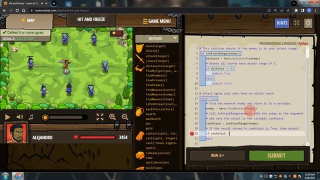 CODE COMBAT LEVEL-37 HIT AND FREEZE FULL SOLUTION PYTHON смотреть онлайн